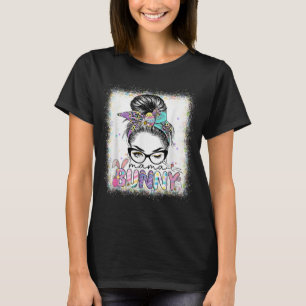 Funny Mama Bunny Messy Bun Easter Day Family Appar T-Shirt