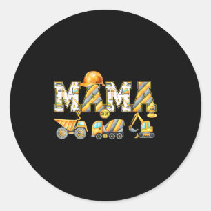 Funny Mama Construction Excavator Kids Matching Fa Classic Round Sticker
