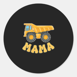 Funny Mama Construction Excavator Kids Matching Fa Classic Round Sticker