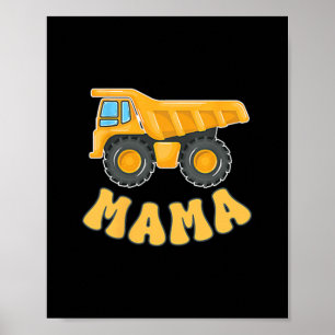 Funny Mama Construction Excavator Kids Matching Fa Poster
