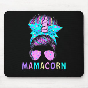 Funny Mamacorn Unicorn Messy Bun Mum Mother's Day Mouse Mat