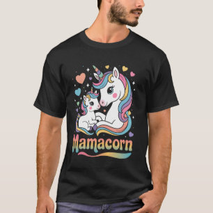Funny MamaCorn Unicorn Mum Cute Rainbow Mother's D T-Shirt