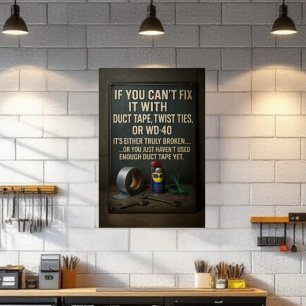 Funny Man Cave Duct Tape Fix It Poster Wall Art