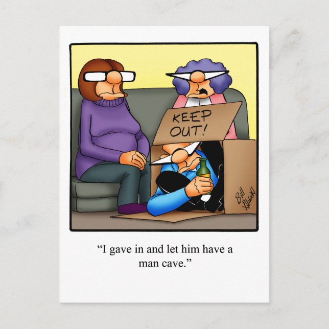 Funny Man Cave Humour Postcad Postcard (Front)