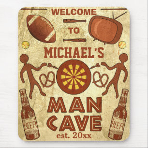 Funny Man Cave with Your Name Custom Mouse Mat
