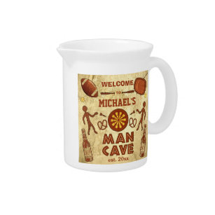 Funny Man Cave with Your Name Custom Pitcher