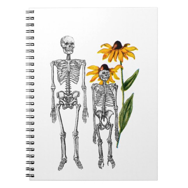 Funny Man Chimpanzee Skeleton Black Eyed Susan Notebook (Front)