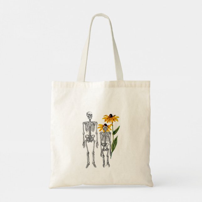 Funny Man Chimpanzee Skeleton Black Eyed Susan Tote Bag (Back)