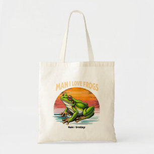 Funny Man I Love Frogs Retro Frog Lovers Cute  Tote Bag