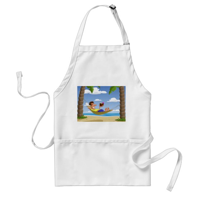 Funny Man Relaxing in Beach Hammock Standard Apron (Front)