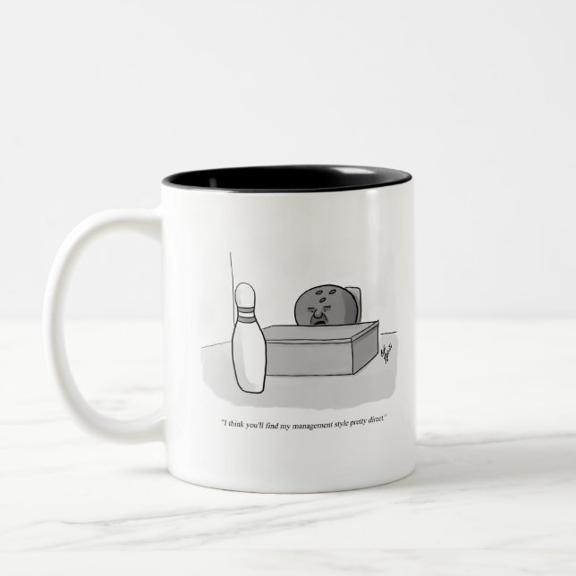 Funny Management and Leadership Cartoon Humour Two-Tone Coffee Mug (Left)