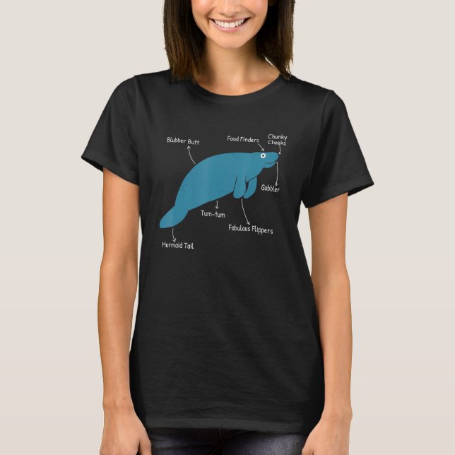Funny Manatee Dugong And Sea Cow Anatomy T-Shirt (Front)