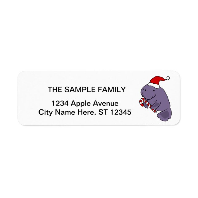 Funny Manatee in Santa Hat Christmas Cartoon (Front)