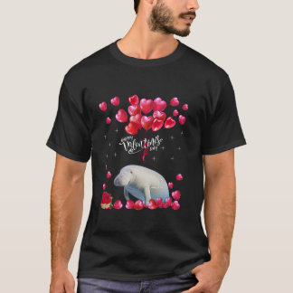Funny Manatee Lover Valentine s Day Animals Heart  T-Shirt