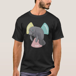 Funny Manatee Mermaid Chart Floaty Potato Sea Cow T-Shirt