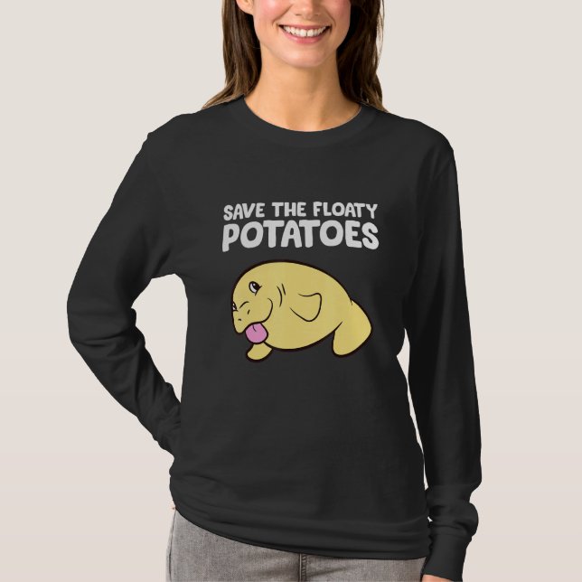 Funny Manatee Save The Floaty Potatoes Cute Manate T-Shirt (Front)