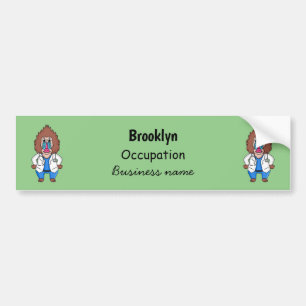 Funny mandrill doctor cartoon illustration bumper sticker