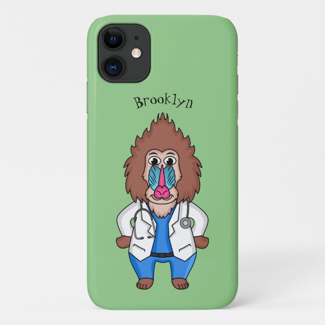 Funny mandrill doctor cartoon illustration Case-Mate iPhone case (Back)