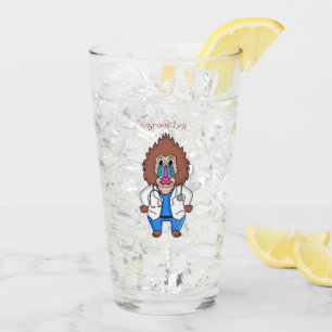 Funny mandrill doctor cartoon illustration glass