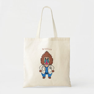 Funny mandrill doctor cartoon illustration tote bag
