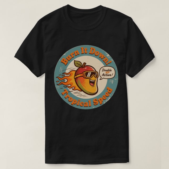 Funny Mango Racer Tropical Speed Boost T-Shirt (Design Front)