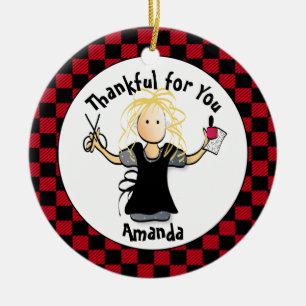 Funny Manicurist Gift - Thank You Nail Tech Idea Ceramic Tree Decoration