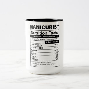 Funny Manicurist Nutrition facts Two-Tone Coffee Mug