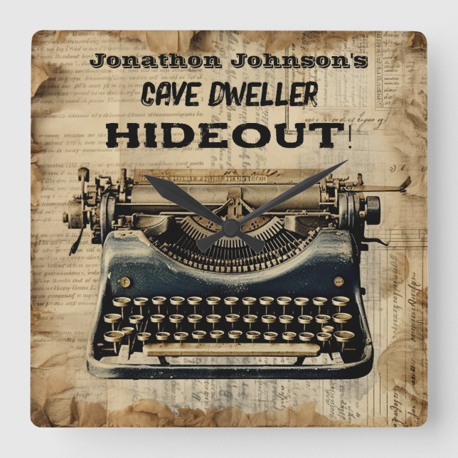 Funny Manual Typewriter Wall Clock (Front)