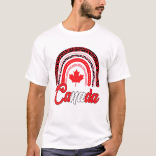 Funny Maple Leaf Rainbow Canada Flag Canadian Root T-Shirt