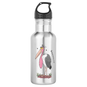 Funny marabou stork cartoon 532 ml water bottle