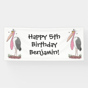 Funny marabou stork cartoon banner