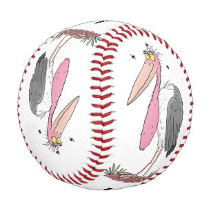 Funny marabou stork cartoon baseball