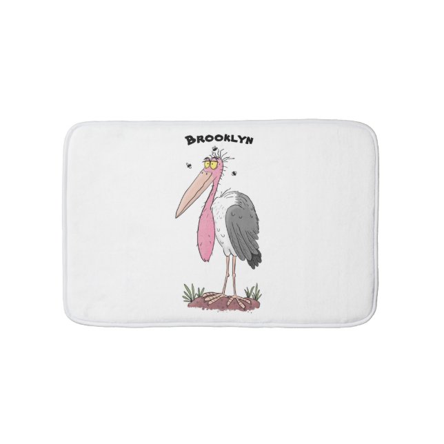 Funny marabou stork cartoon bath mat (Front)