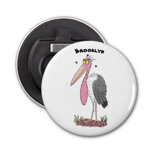 Funny marabou stork cartoon bottle opener
