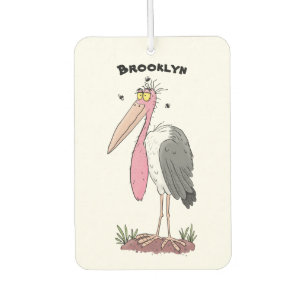 Funny marabou stork cartoon  car air freshener