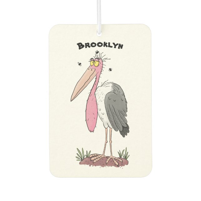 Funny marabou stork cartoon  car air freshener (Front)