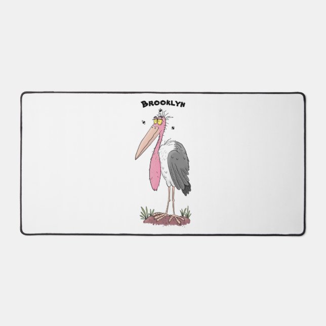 Funny marabou stork cartoon desk mat (Front)