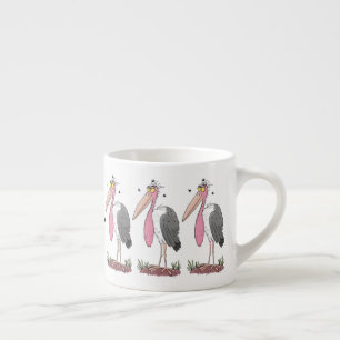Funny marabou stork cartoon espresso cup