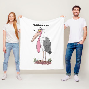 Funny marabou stork cartoon fleece blanket