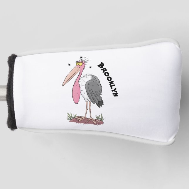 Funny marabou stork cartoon golf head cover (Front)