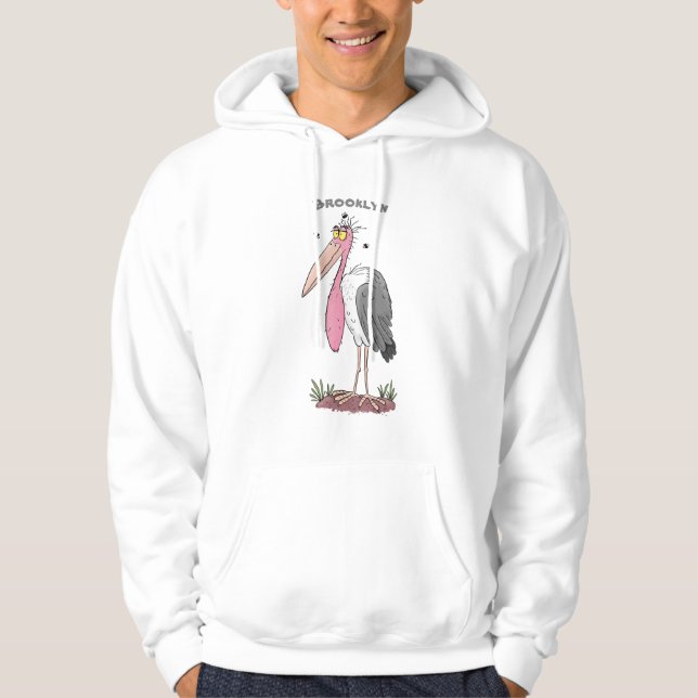 Funny marabou stork cartoon hoodie (Front)