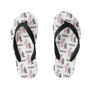Funny marabou stork cartoon kid's flip flops