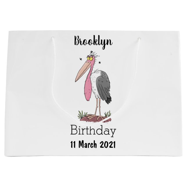 Funny marabou stork cartoon large gift bag (Front)