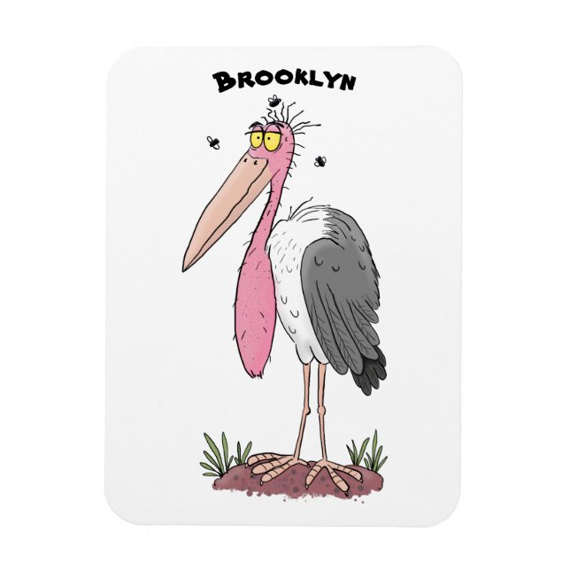 Funny marabou stork cartoon magnet (Vertical)