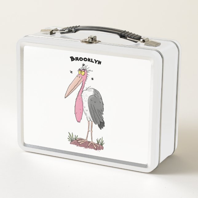 Funny marabou stork cartoon metal lunch box (Front)