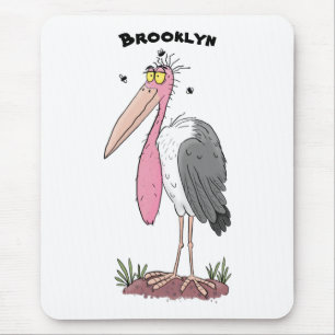 Funny marabou stork cartoon mouse mat