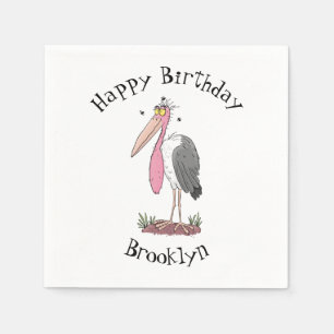 Funny marabou stork cartoon napkin
