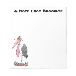 Funny marabou stork cartoon notepad