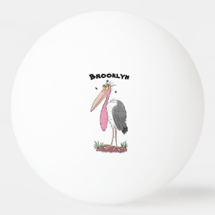 Funny marabou stork cartoon ping pong ball