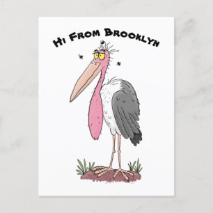 Funny marabou stork cartoon postcard